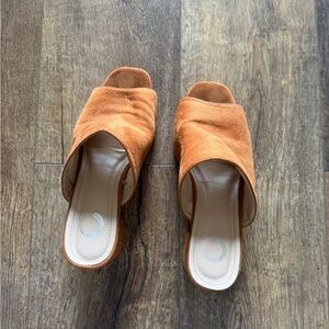 Women's Orange Suede Mules
